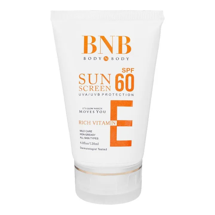 Sun Block Sun Scream | BNB | SPF60 Vitamin E | UVA / UVB Shield for All Skin Types | Protect Your Skin - 120ml